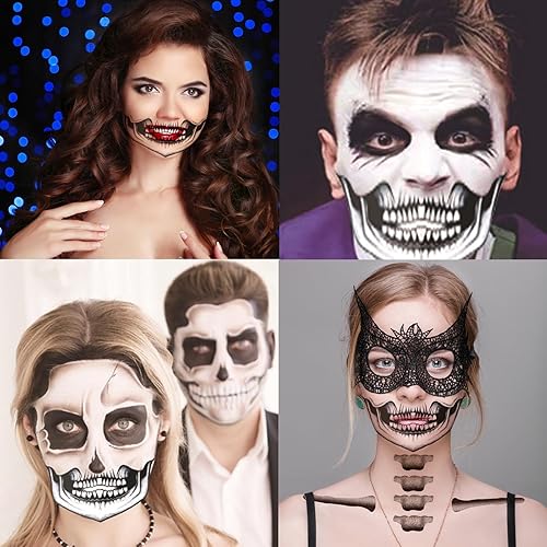 Miniatura 9 de YUERWOVER 89 hojas de cara, cuerpo, terror, realista, falsa, punto de herida, cicatrices, costra, impermeable, tatuajes temporales, calcomanías de