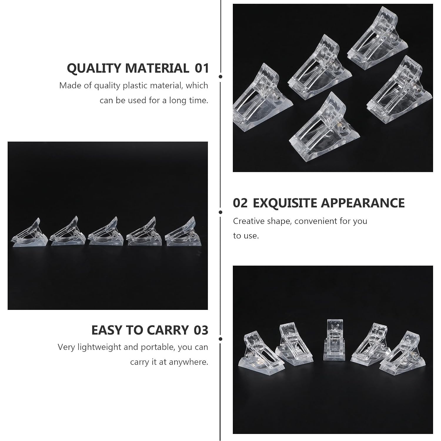 Manicure Shaping Clips Plastic Nail Art Clamp for Nails, 10pcs image 3