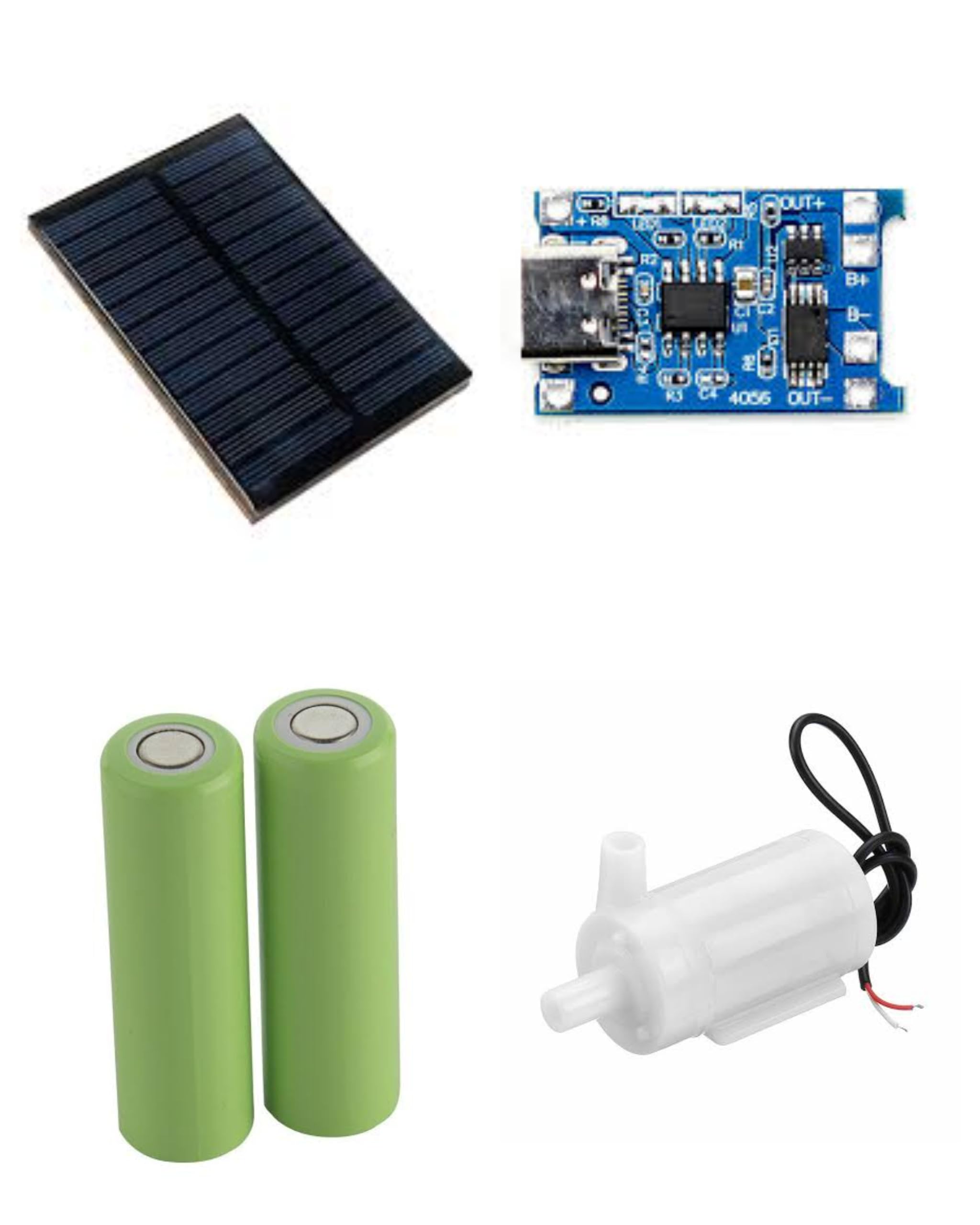 Sam Combo of 1 pcs mini Solar Panel 99×79mm with Small Dc Mini Water Pump with 2 pcs AA Size 3.7 Volt 500mah Cell and 1 pcs Charging Module-image-15