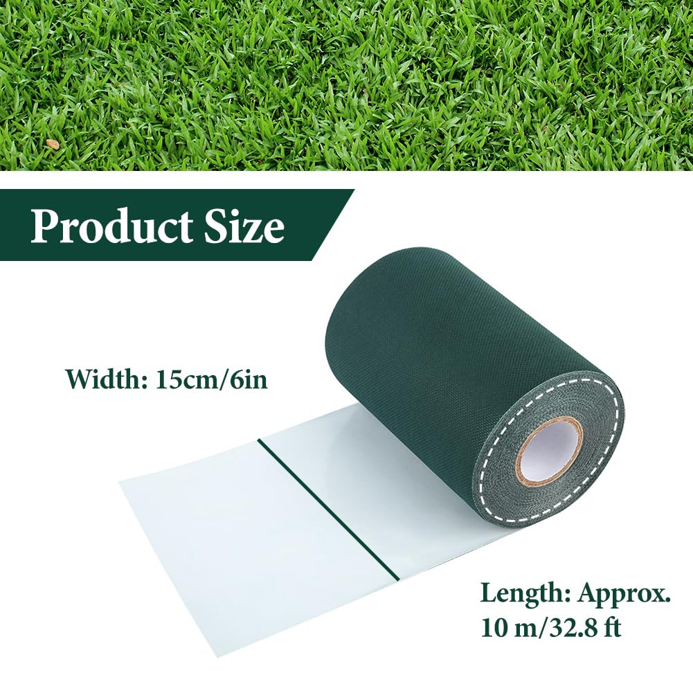 Jenngaoo Nastro Autoadesivo per Cucitura in Erba, Nastro Artificiale per l'erba per le Giunture per Unire il Tappeto Verde del Giardino del Tappeto (15CM X 10M)
