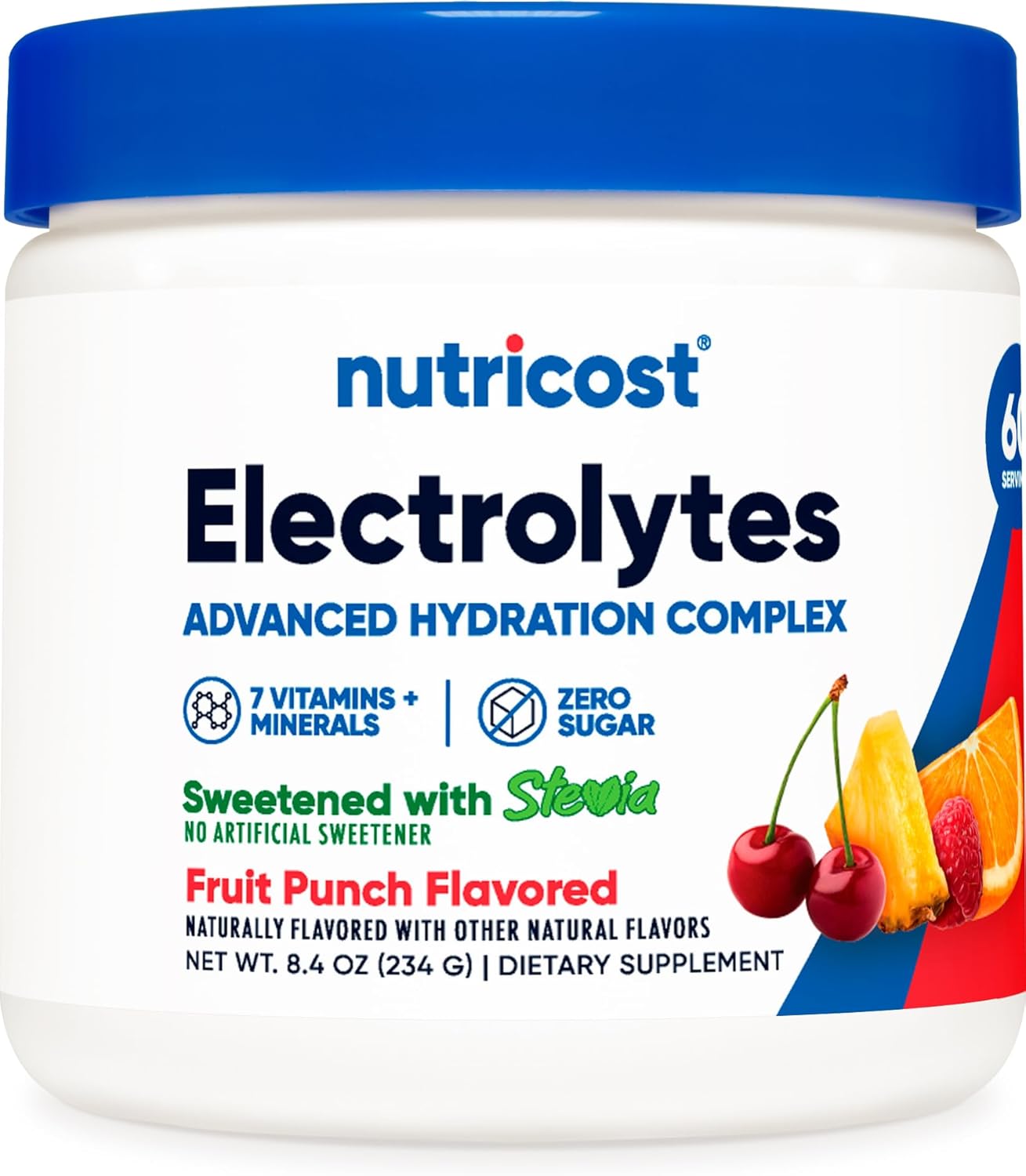 Nutricost Electrolyte Complex Powder (60 Servings, Fruit Punch) – Hydration Supplement Drink Mix with Vitamins and Minerals