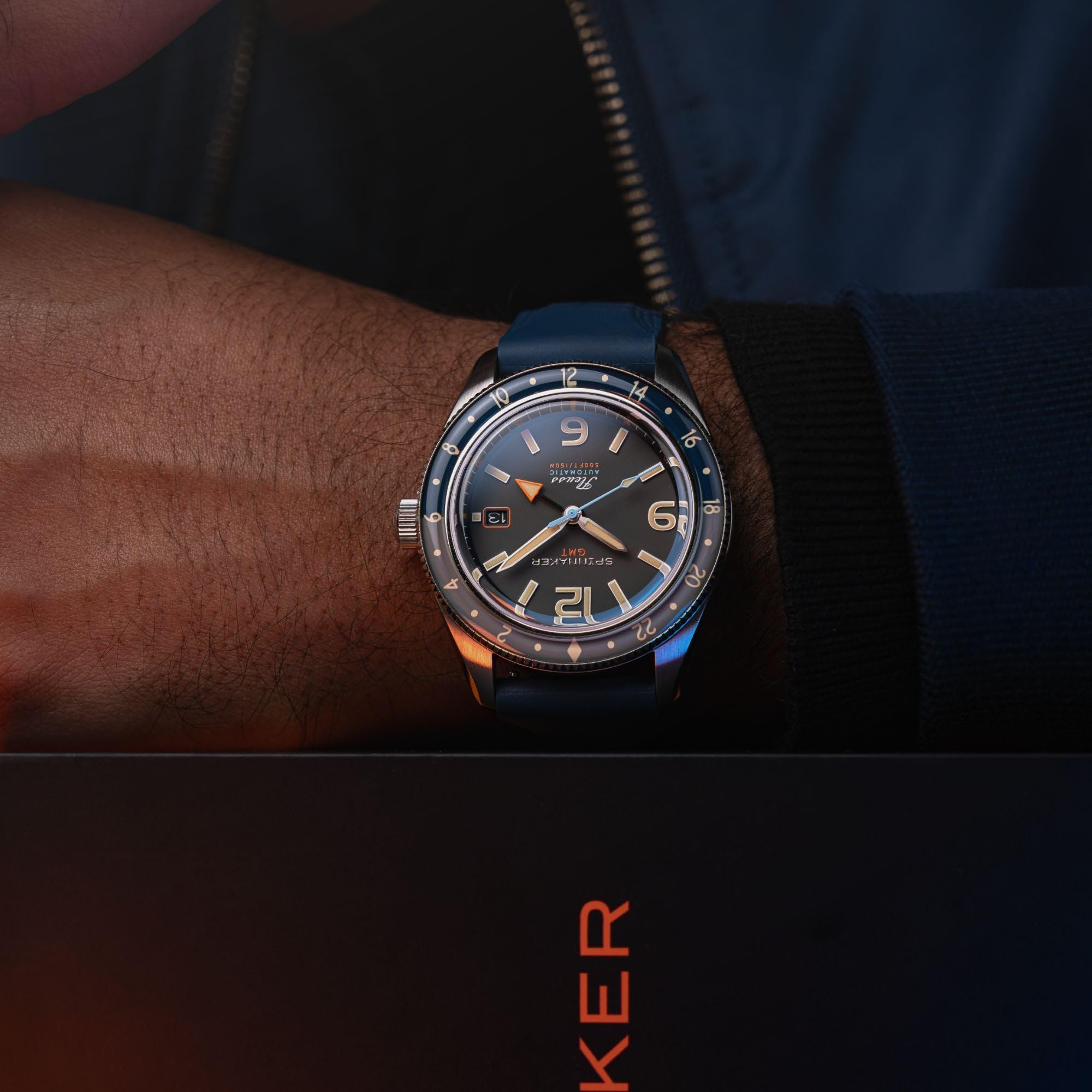 Spinnaker Herren Fleuss GMT Automatikuhr mit massivem Edelstahlarmband SP-5120