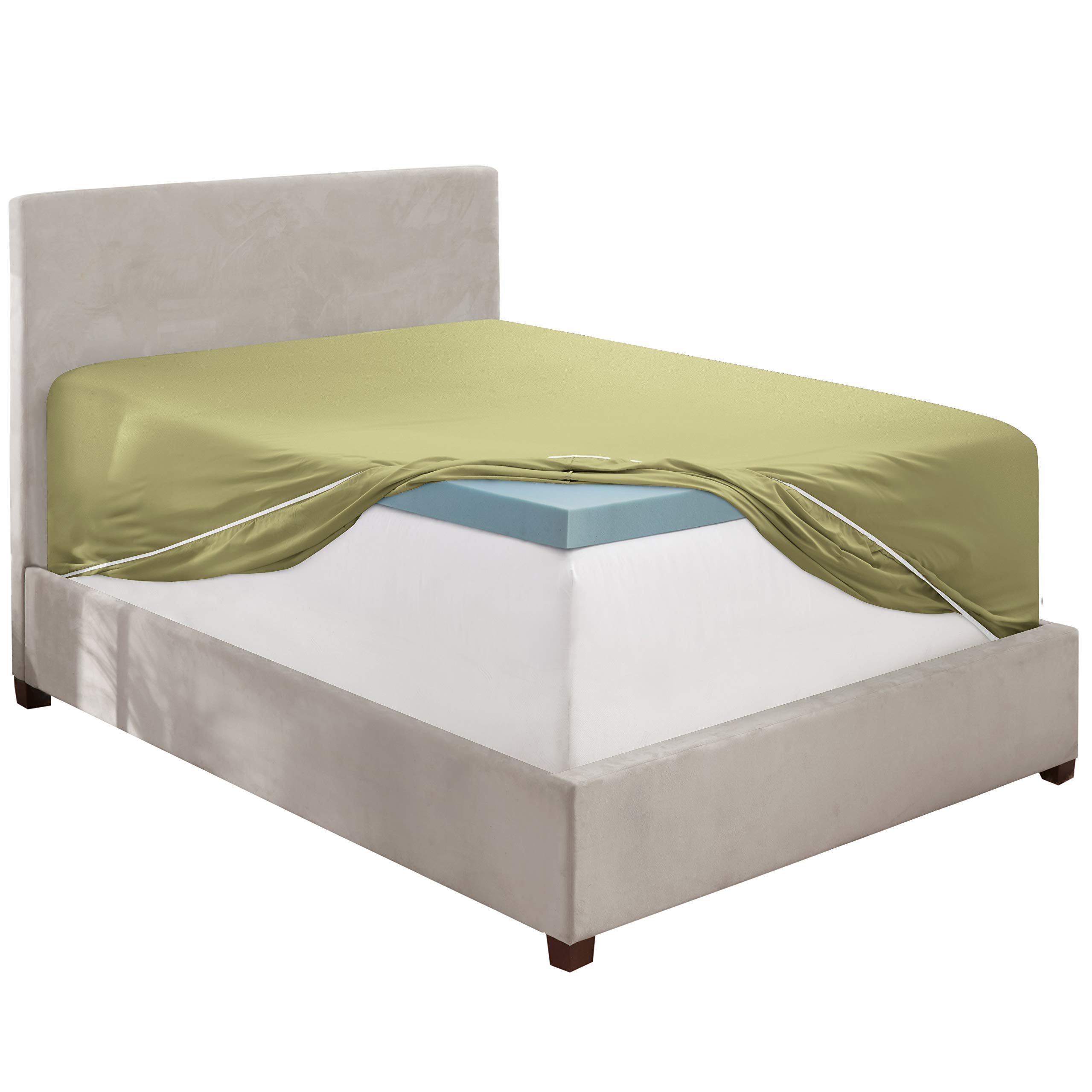 Nestl Olive Green Twin XL Fitted Sheet Only, Extra Deep Pocket Fitted Bed Sheet, 1800 Microfiber XL Twin Fitted Sheet, Ultra Soft Fitted Sheet Twin XL Fits up to 24 Inch Mattress