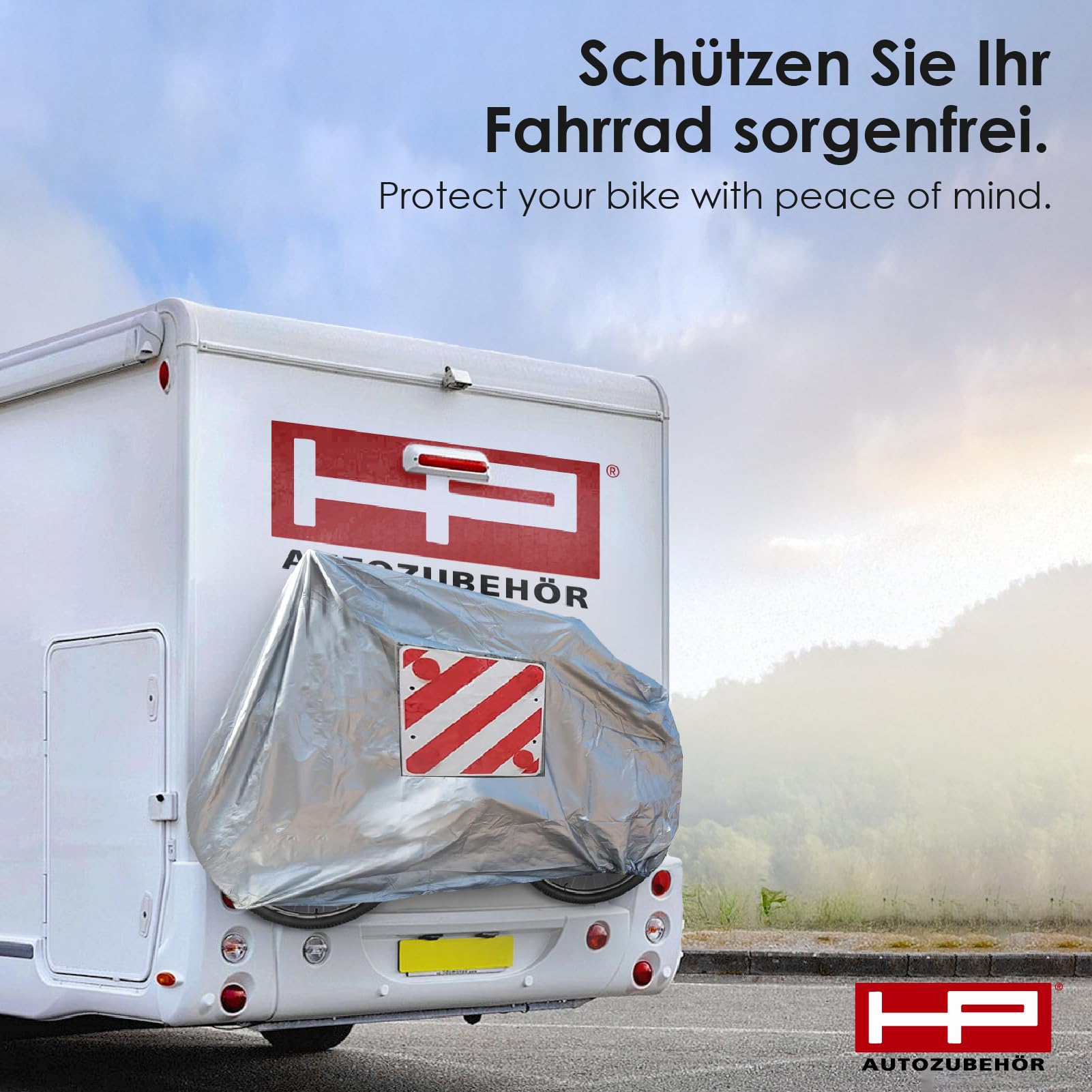 HP Autozubehör 18158 - Copertura per Bicicletta con Tasca per segnaletica, Colore: Argento