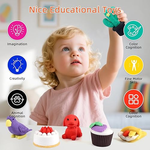 Miniatura 2 de 150 borradores de animales a granel, lindos borradores de alimentos, escritorio, mascotas, niños, rompecabezas, borrador desmontable genial 3D, mini