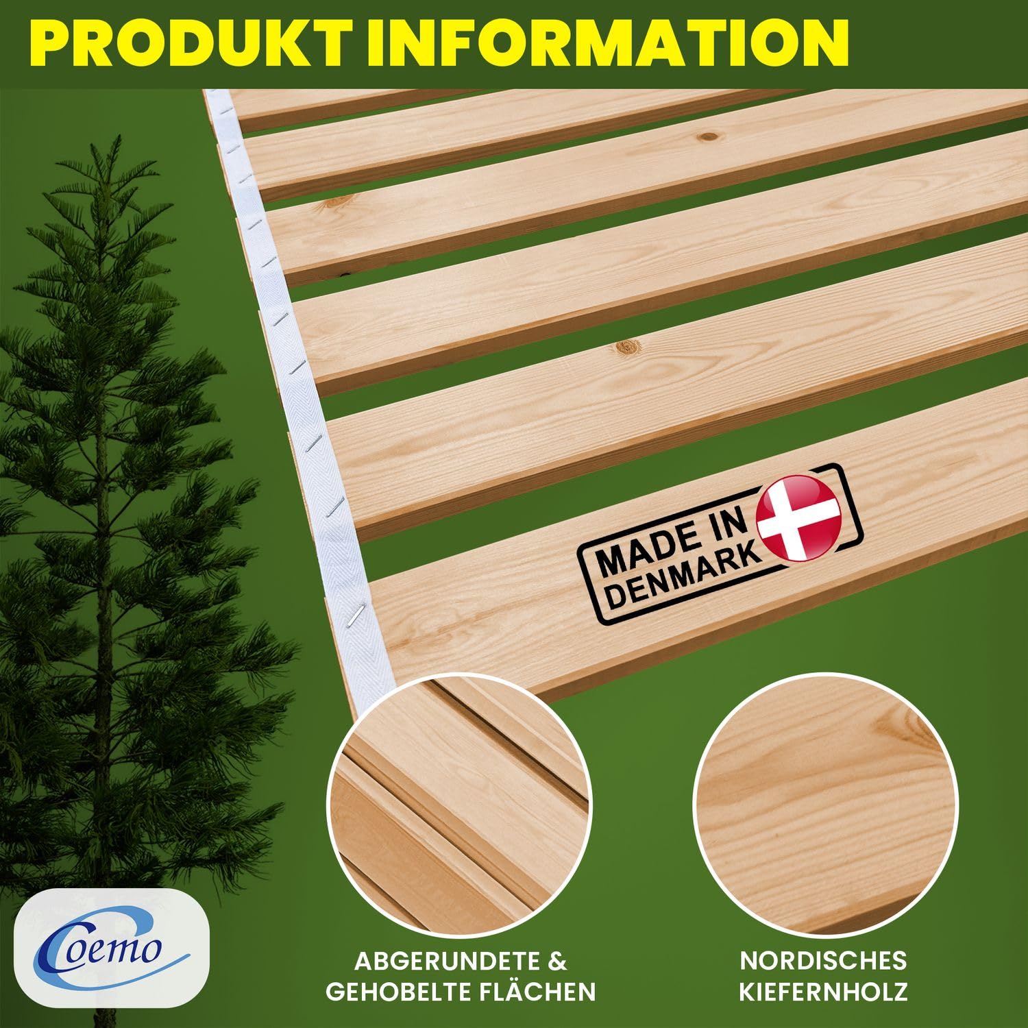 Somier enrollable de 180 x 200 cm – 21 listones – somier extra fuerte de madera maciza – soporta hasta 250 kg – Somier para cama individual o doble