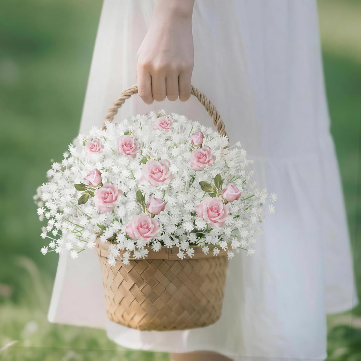 Baby Breath Artificial Flowers Bulk White, 30Pcs Real Touch Faux Gypsophila Bouquets for Party Centerpieces,Wedding Arch, DIY Floral Arrangements, Event Decor, White