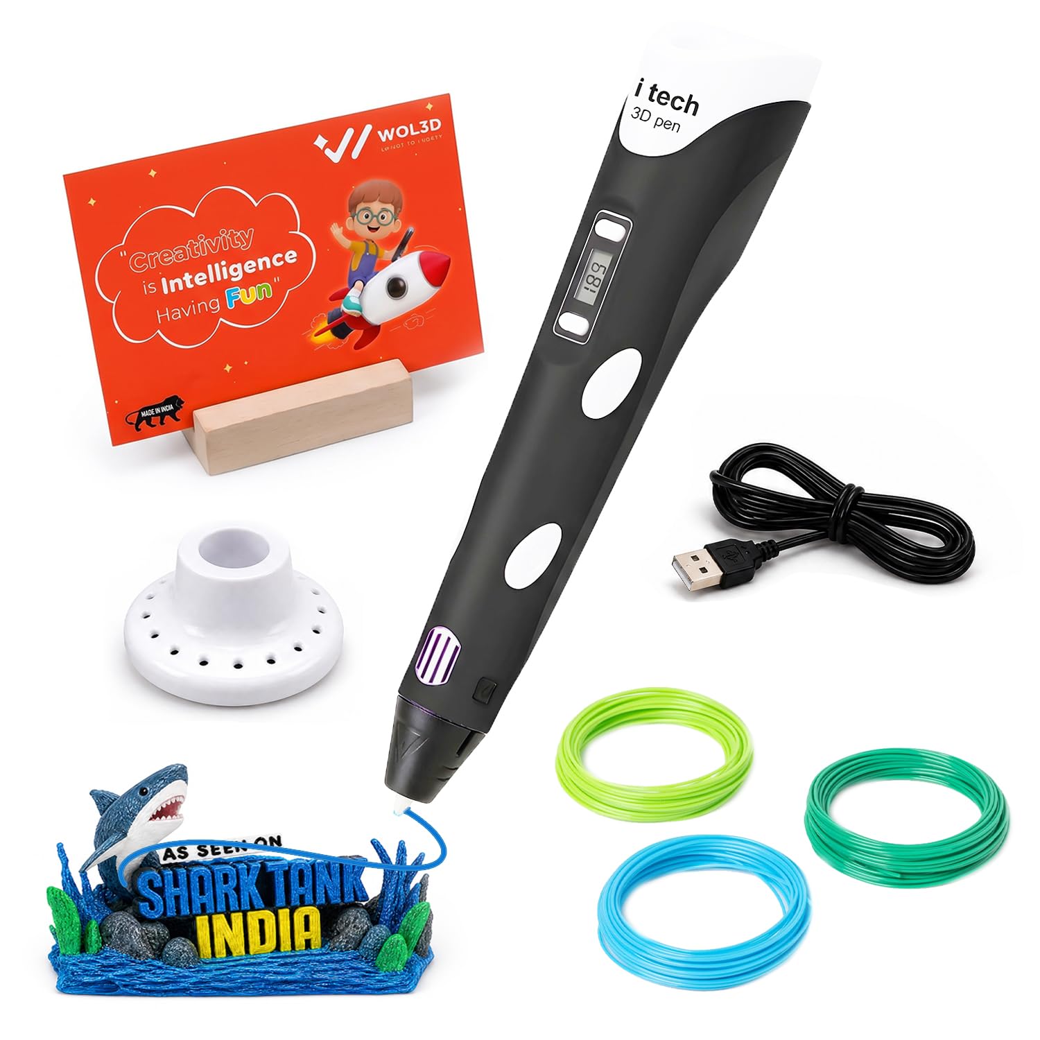 WOL3D Itech (Black) Magic 3D Pen for 3D Printing with Speed Control, Advanced Temperature Regulation, OLED Display & Ergonomic Design – Compatible with variety of Filaments for Creative DIY, Art.-image-42