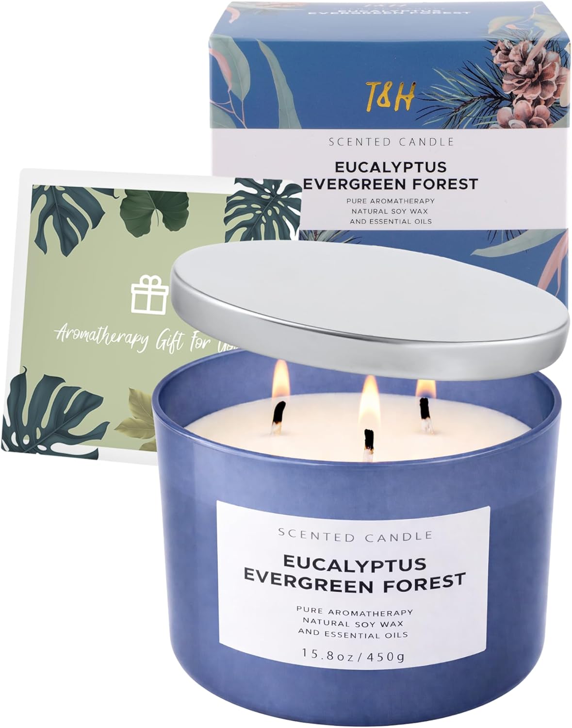 Eucalyptus Evergreen Forest 3-Wick Soy Candle, 15.8 oz | Winter Pine, Balsam Fir & Evergreen Scented Candle | Woodsy Aromatherapy Candle for Home | Clean Burn, Long-Lasting - Image 7