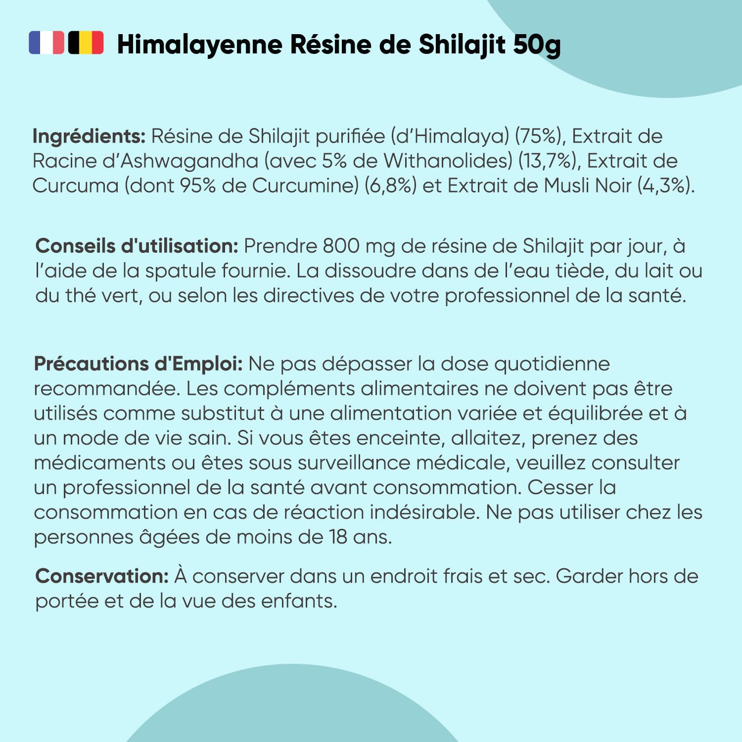 Résine de Shilajit 50g – Shilajit Himalaya Enrichie en Ashwagandha, Curcuma, Musli Noir, Source de +85 Oligo-Éléments – Complexe Ayurvédique – 62 Portions – Acide Fulvique (88%), Acide Humique (3,4%)