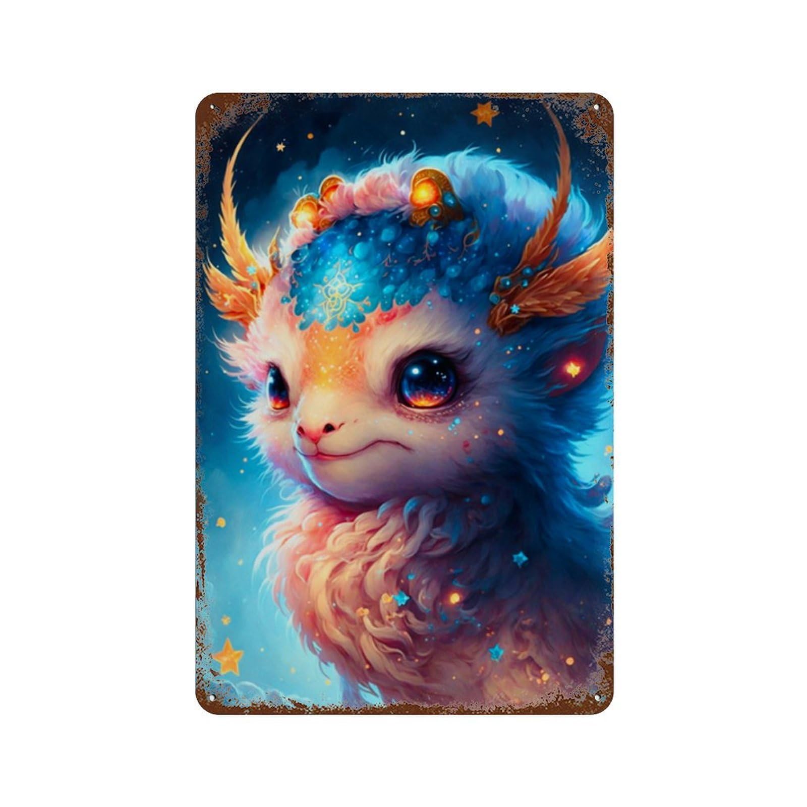 Decorative Tin Sign with Fantasy Creature Art Print-11 Design 11.8"x7.9", for Basement, Hobby Room And Garage Decor, Farmhouse Wall Decor
