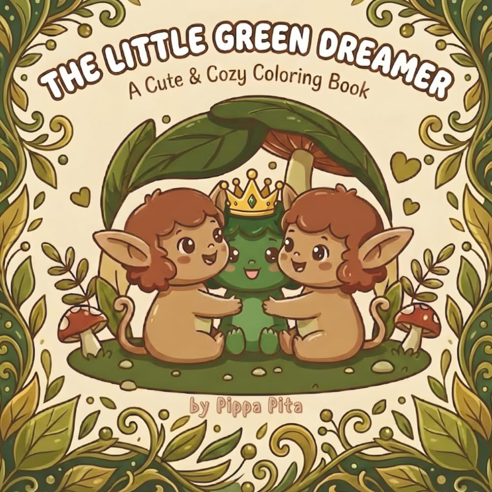 The Little Green Dreamer: Kawaii Fantasy Coloring Book: 51 Cute and Cozy Illustrations of Adorable Creatures, Daily Life, and Magical Moments for ... for Relaxation with Hygge Inspirations
