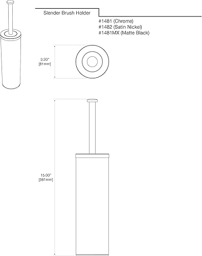Miniatura 4 de Gatco 1481MX Latitude II - Cepillo y soporte de inodoro redondo color negro mate