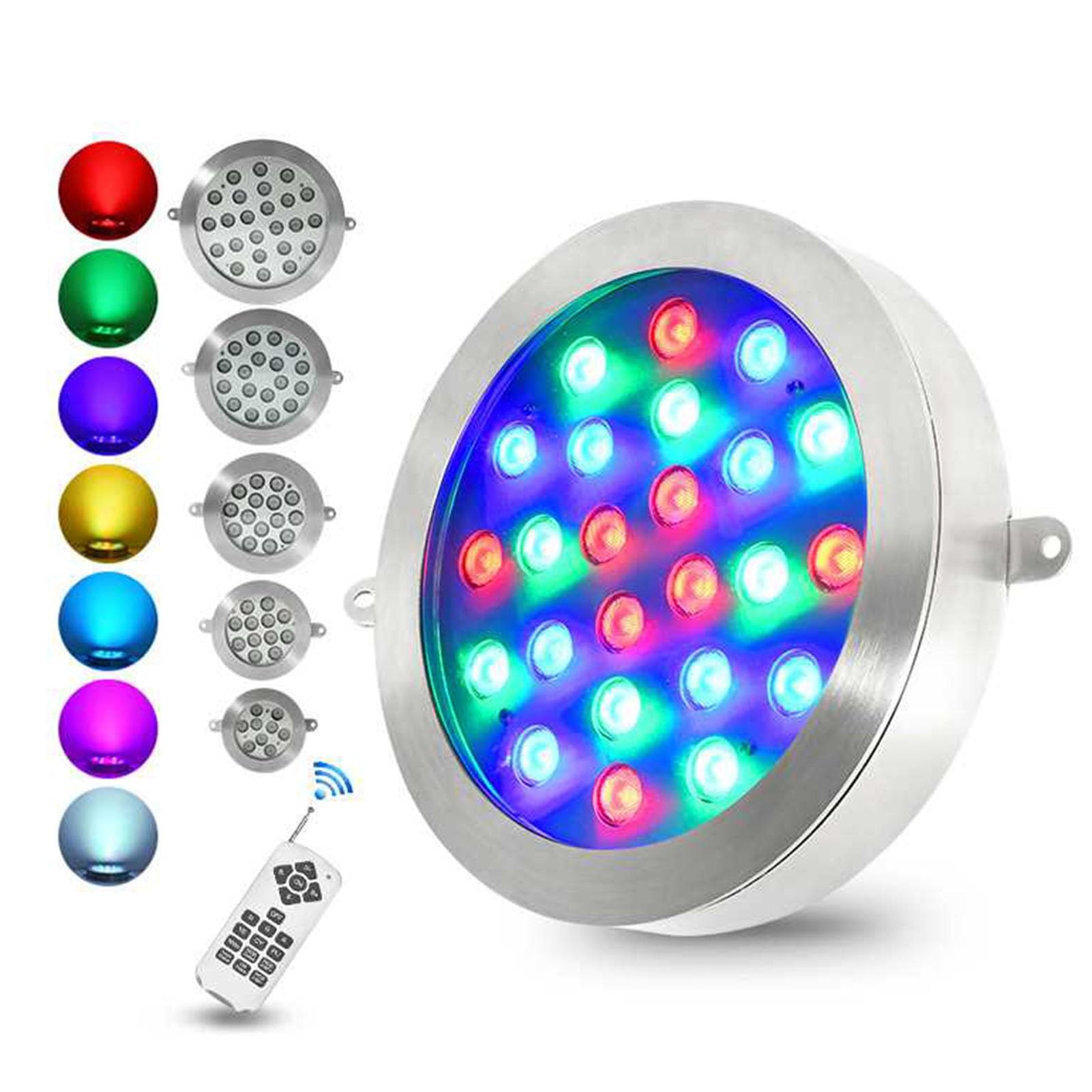Luce RGB Ultrasottile Per Piscina - Faretto Subacqueo A LED Per Montaggio A Parete, Luci Da Giardino In Acciaio Inossidabile Con Telecomando, Faretto LED Che Cambia Colore AC 12/24V(18W(AC12V))