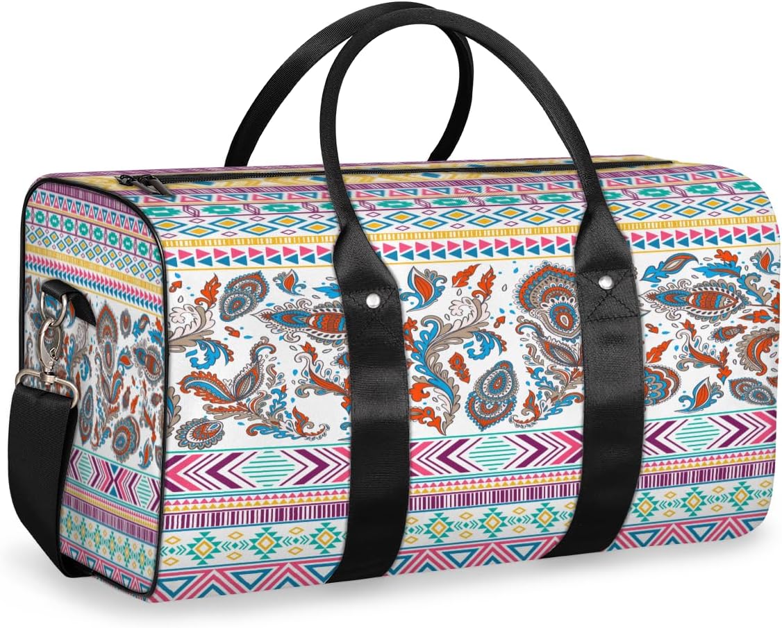 Colorful Rhombus Triangle Pattern Travel Duffel Bag for Women Men Large Capacity Overnight Weekender Bags for Lightweight Waterproof Sport Gym Bag for Workout Yoga Swim