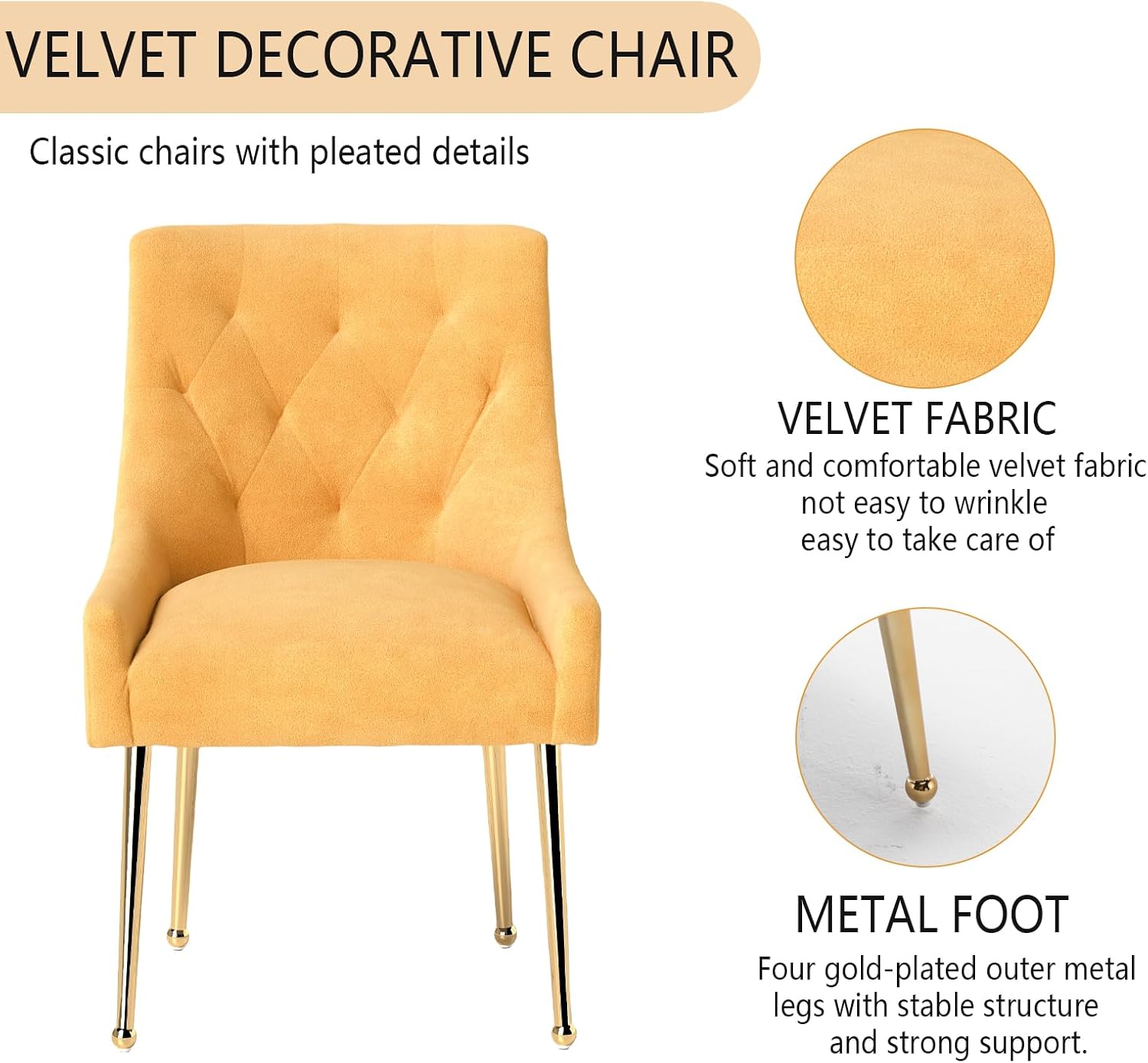 Dining Chairs Velvet Set of 6, Gold Leg Side Chair Vanity Chair Mid Century Dining Room Chair Modern Accent Chairs for Living Room, Dining Room, Kitchen