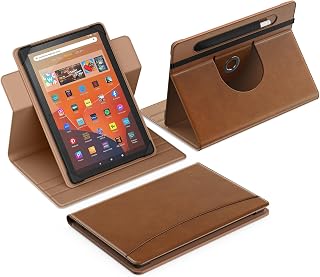 MoKo for 10.1 inch Android Tablet Case with Pen Holder, Slim 360 Degree Rotating Protective 10 inch Tablet Case Cover with Multi-Angle Stand & Front Pocket for All 9.6-11 inch Tablets, Brown