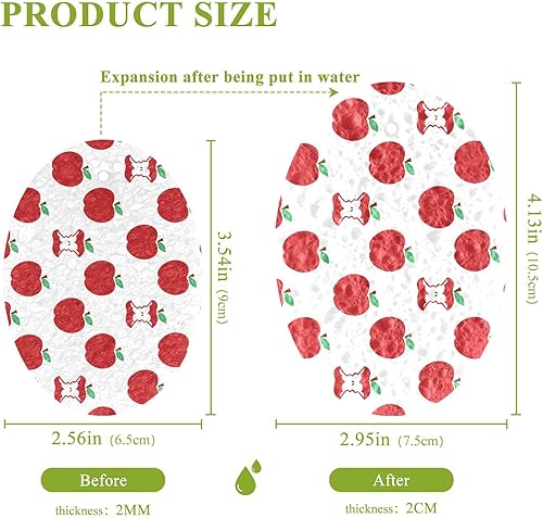 Miniatura 2 de susiyo Esponjas de frutas de manzanas rojas Esponjas de cocina Esponja de 3 piezas Esponjas de exfoliante comprimido para lavar platos