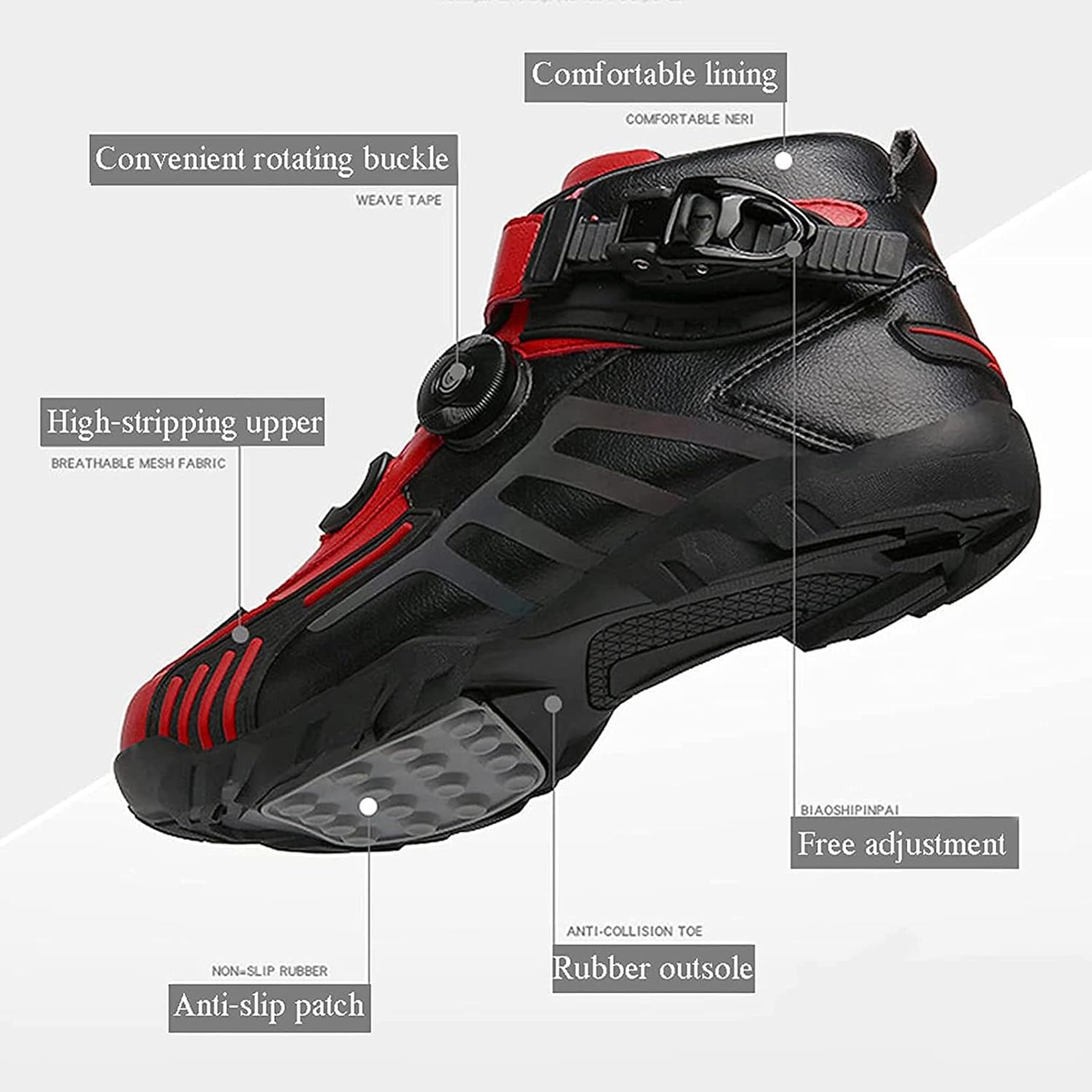 Scarpe da Moto da Uomo Stivaletti Corti da Motocross Neri in Pelle Impermeabile, Scarpe da Fuoristrada da Moto Stivali Sportivi da Corsa