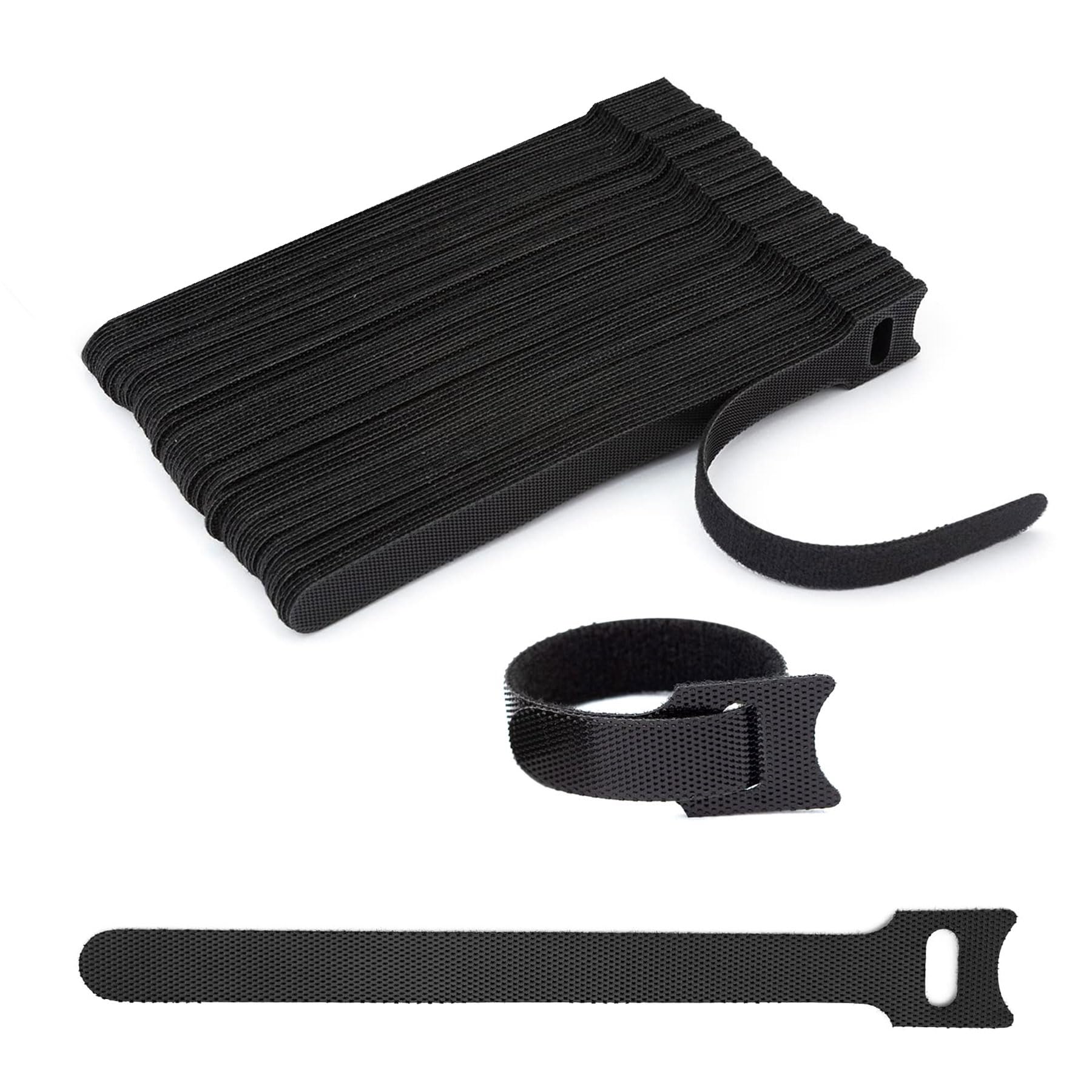 Cable Ties Reusable Zip Tie Cord Organizer Cable Management Black Hook and Loop Cloth 120 Pack
