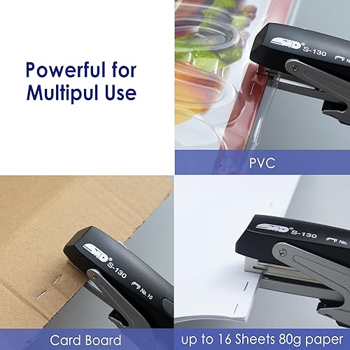 Miniatura 6 de Carimee Engrapadora de mano, engrapadora de escritorio, engrapadora de mano de metal resistente para oficina, escuela y hogar, solo se puede