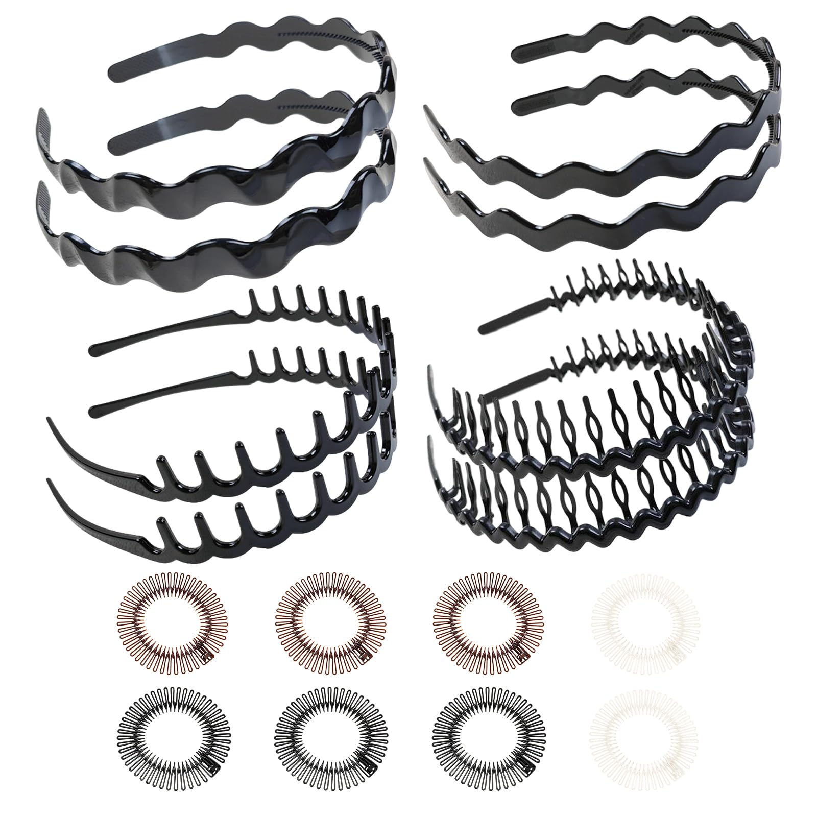 16 Pcs Zig Zag Headband, Sharks Tooth Plastic Headbands for Women's Hair, 90s Hair Band for Women and Mens