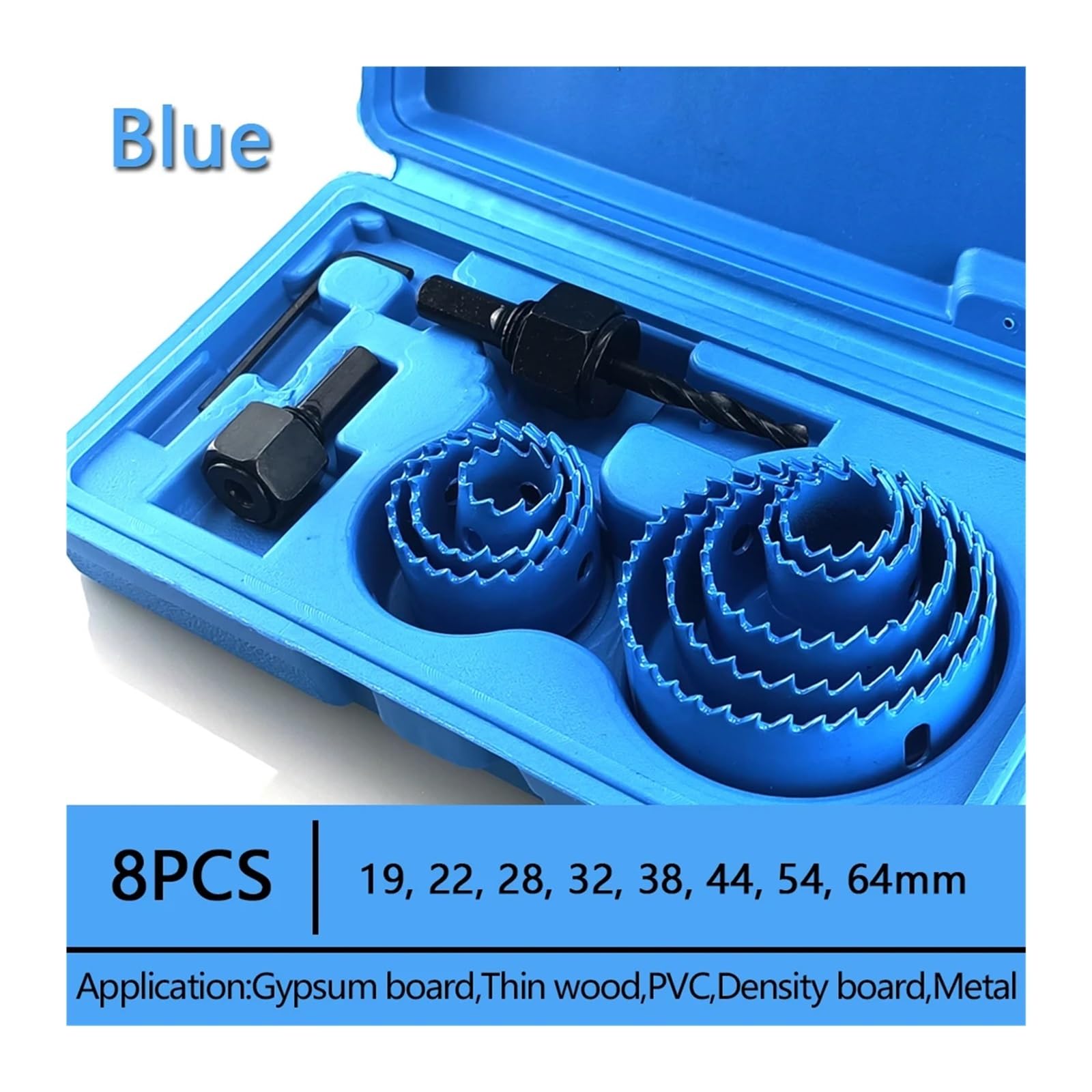Kit sega a tazza, Set Di Seghe A Tazza Da 19-127 Mm, Punte Trapano A Corona For Legno, For Pannelli In Cartongesso, PVC, Plastica, Ad Alta Densità, Utensili For La Lavorazione Del(Blue 8PCS 19-64mm)