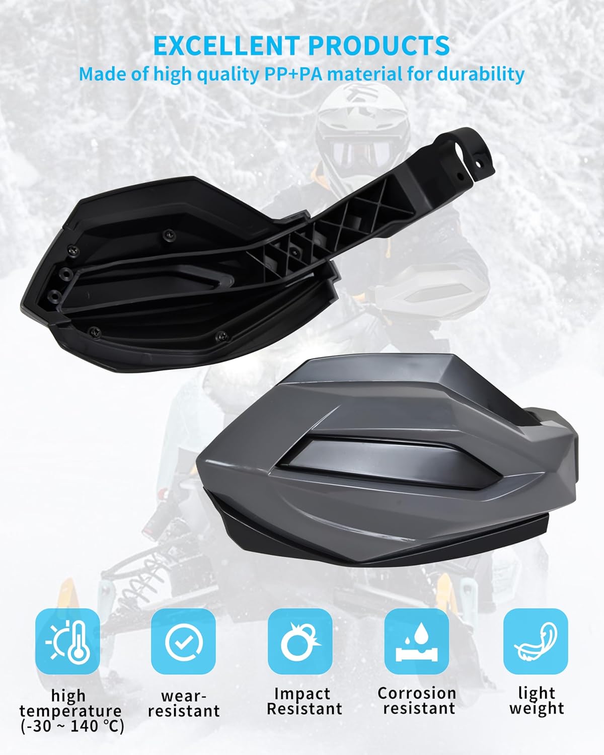 Handguards Air Deflector for Sea-Doo Spark Trixx 2025/Ski-Doo REV Gen5/Gen4/XS/XM/XP/XR/XU Accessories, Large Gray Plastic Hand Guards Wind Deflector Replace #860200712