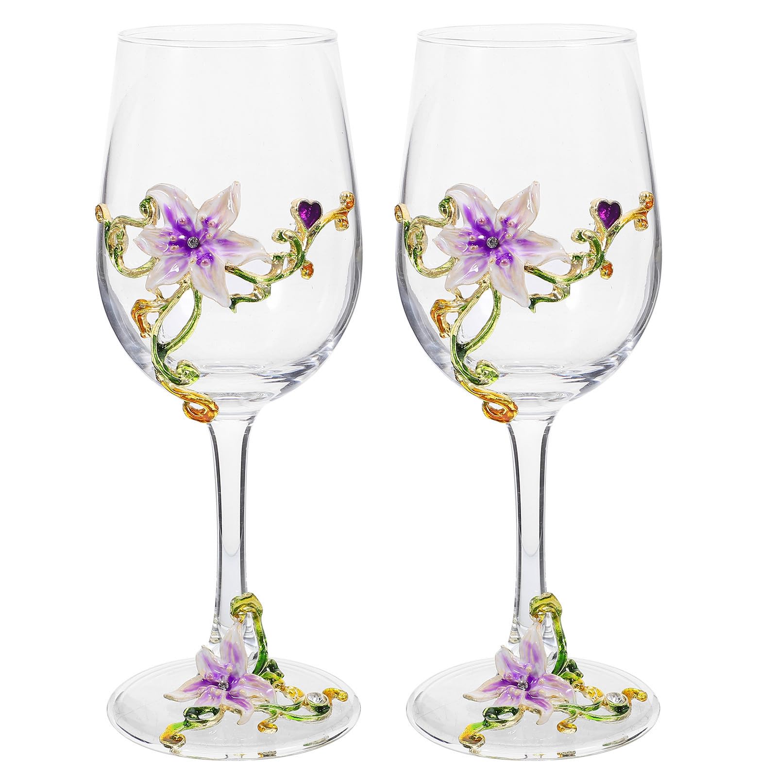 Copas de vino de vidrio esmaltado color púrpura de 350ml decorativas para mesa de hotel