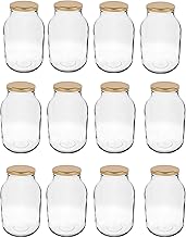 12 x Preserving Jars 2 L with Twist-Off Lids Storage Jars Cucumber Glass Preserving Jars Glass Balloon Storage Jar Preserving Jars (12 x Jars)