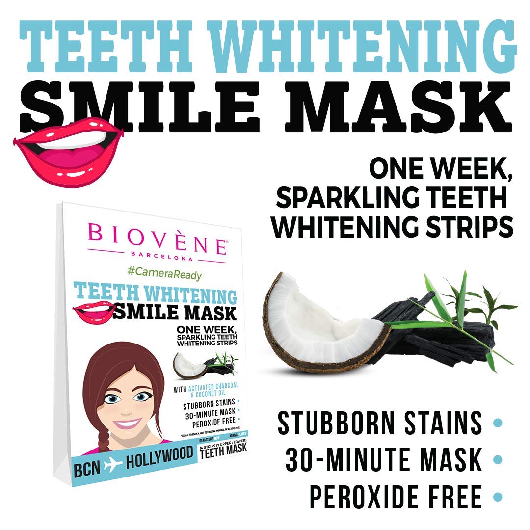 Biovene Teeth Whitening Strips Smile Mask- with Activated Charcoal & Coconut Oil, Vegan Friendly 14 Strips
