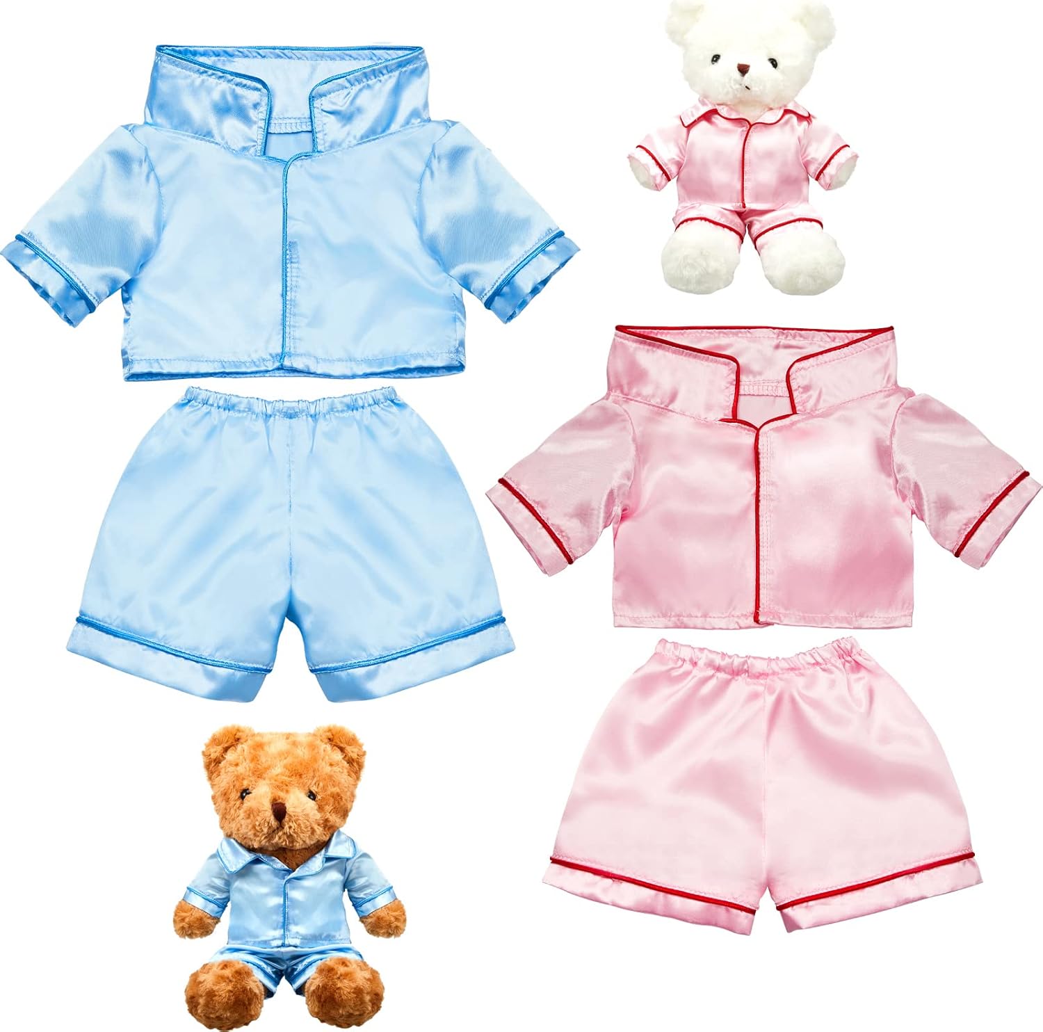 Civaner 2 Pack Blue and Pink Bear Clothes Outfit, Fit Most 12-16 Inch Bears Stuffed Animal Pajamas Plushie Clothes for Stuffed Animals, Pre-Kindergarten Toys(Solid Style) Civaner 2 Pack Blue and Pink Bear Clothes Outfit, Fit Most 12-16 Inch Bears Stuffed Animal Pajamas Plushie Clothes for Stuffed Animals, Pre-Kindergarten Toys(Solid Style)