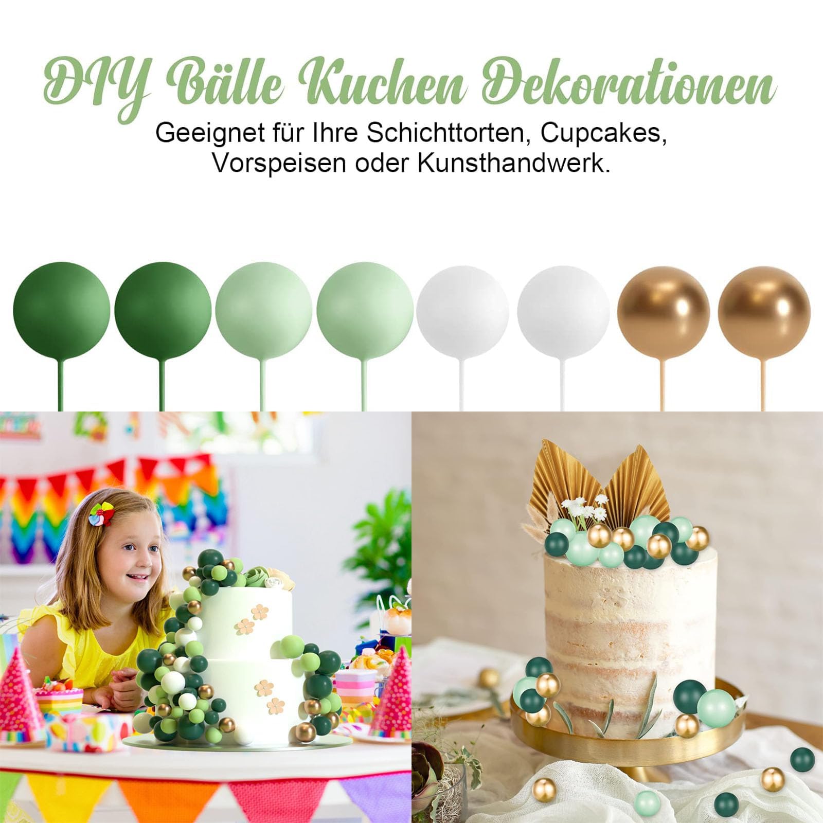 66 Schaumkugeln Tortendekoration – 5 Größen, Blau-weiß, Für Hochzeit & Geburtstag