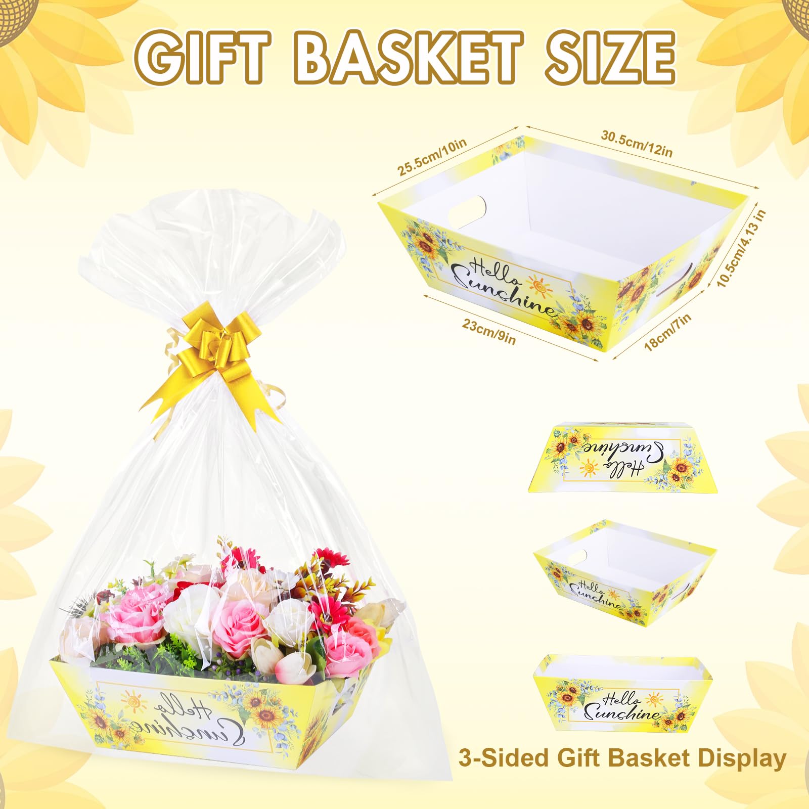 AFOROEOA Sonnenscheinkörbe für Geschenke, leer, 25,4 x 30,5 cm dicker Geschenkkorb, 10 Stück