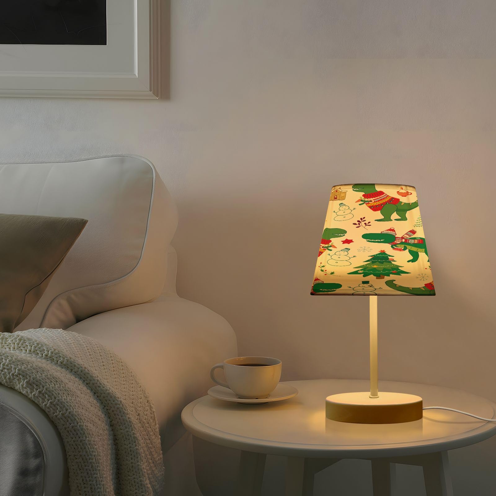 Mnsruu Lámparas de mesita de noche con puertos USB, lindas lámparas de escritorio de dinosaurio de Navidad para dormitorio, sala de estar, oficina, M
