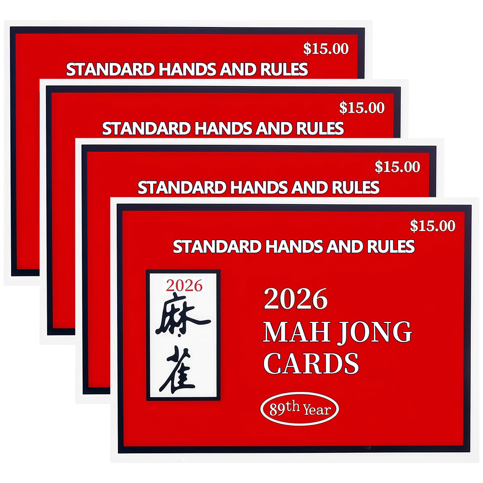 INROAN Mahjong Cards 2026 Updated Revision for 2026-2027, American Mahjong Guide Large Print Easy to Read Rule, Perfect for Game Nights & Parties (4Pcs)