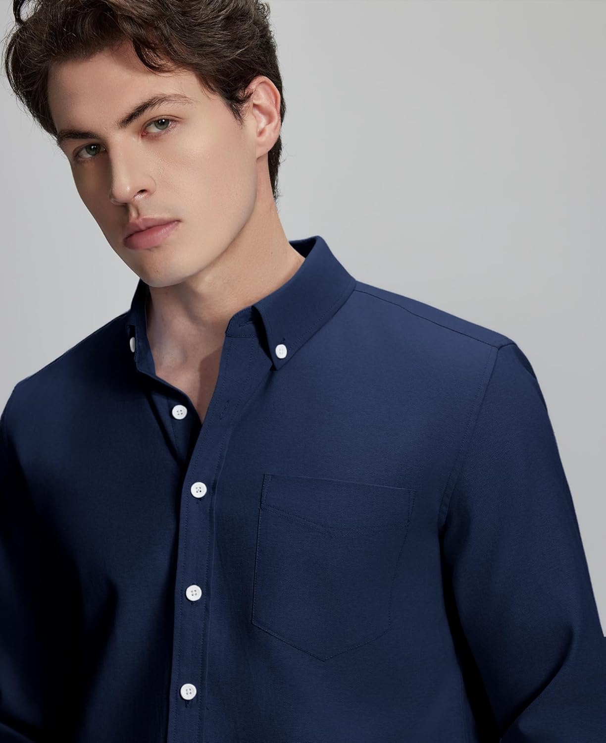 Susclude Men's Oxford Shirts Long Sleeve Dress Shirts for Men Button Down Shirt Cotton Wrinkle Free Shirts with Pocket - Image 6