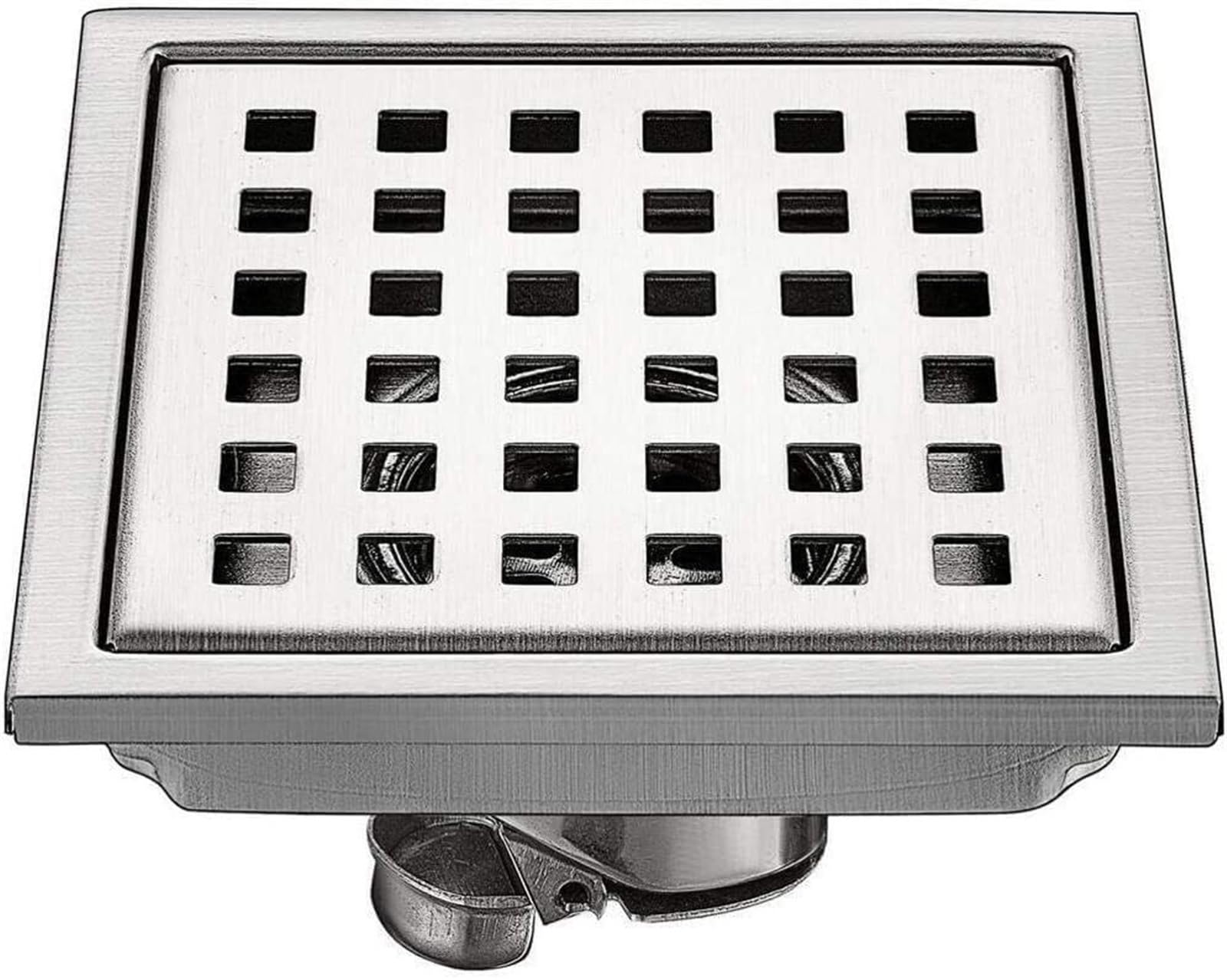Douche afvoer mat zwart, 6 inch vierkante vloerafvoer, roestvrij stalen afvoer kit met flens, verwijderbare rooster cover, haar zeef | NL