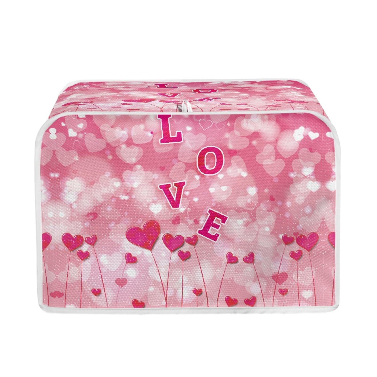 TOADDMOS Love Print Toaster Cover 2 Slice Small Kitchen Appliance Dust Covers,Dust and Fingerprint Protection