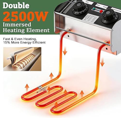 Miniatura 2 de Freidora eléctrica de 12 litros con canasta, freidora de aceite de encimera de 2500 W con temporizador y temperatura ajustable, olla de acero