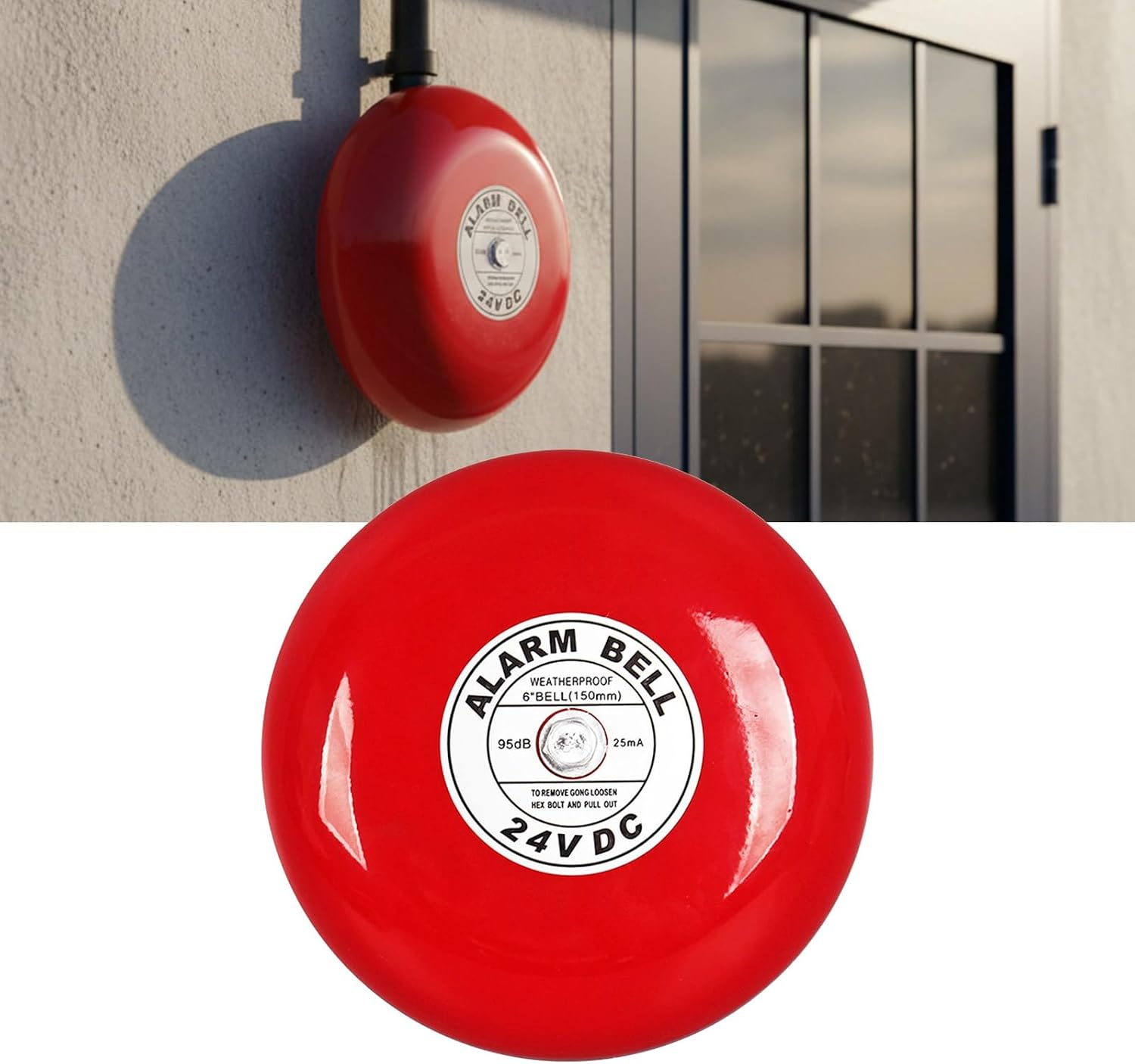 Round Electric Security Alarm 6 Inch 95dB Penetrating Tone Multiple Electric Power Supply Device Indoor Outdoor