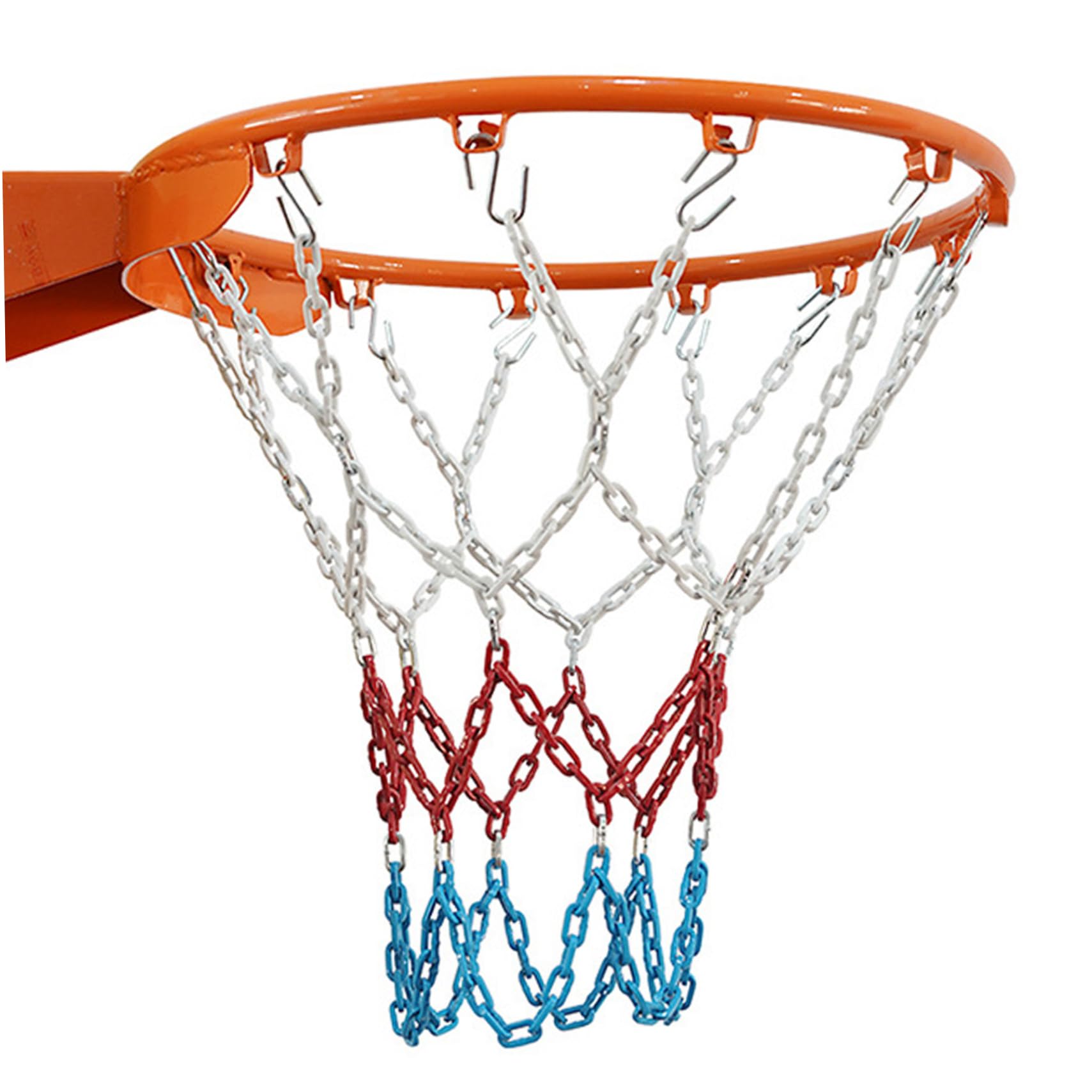 Long-Lasting Steel Chain Basketball Net Replacement 4.1mm Thick – Metal Nets for Direct Drop Fits Standard Hoops