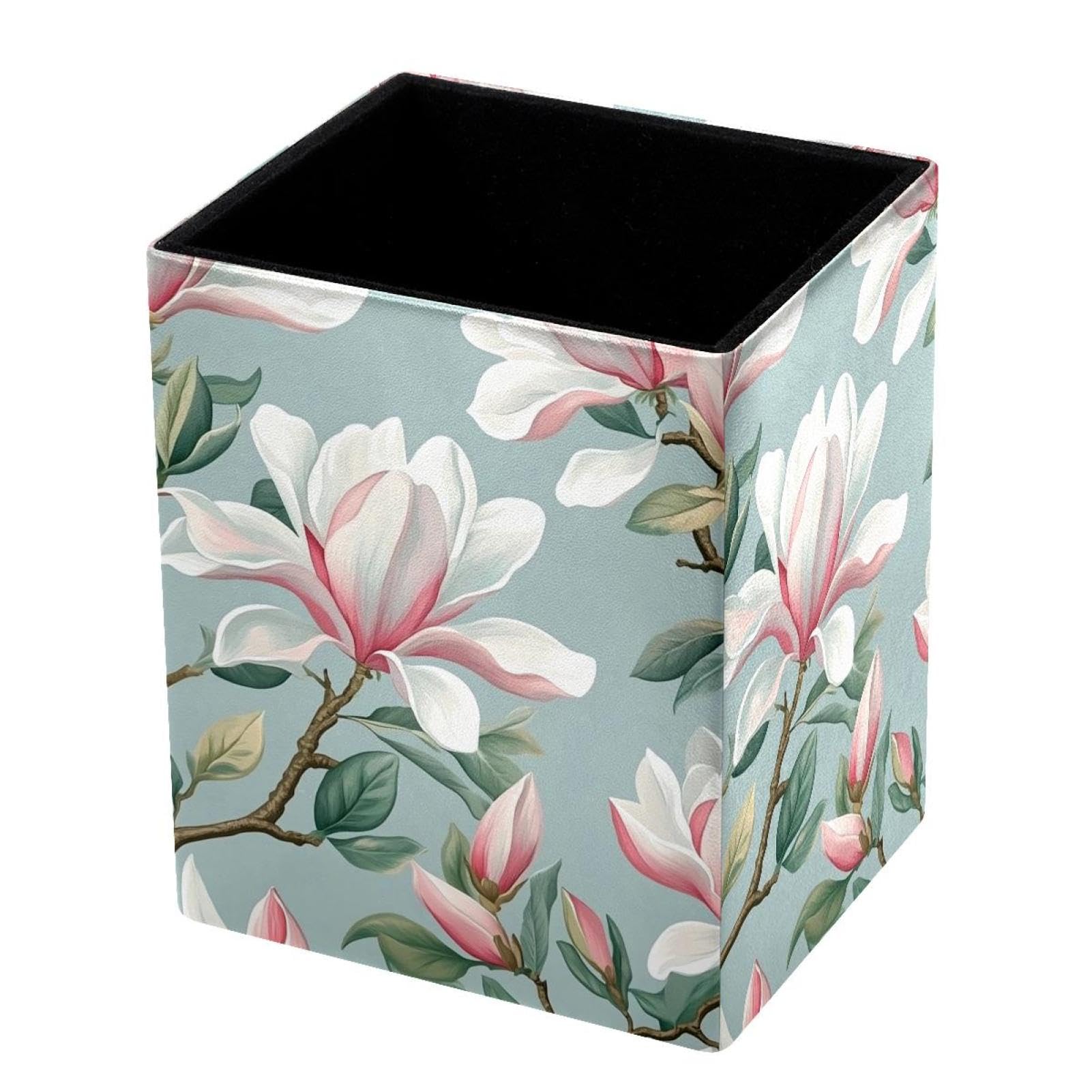 VAPOKF Pencil Holders for Desk, Magnolia Printed Pen Holders Pen Pot Makeup Brushes Storage Desktop Stationery Supplies Organiser for Home Office