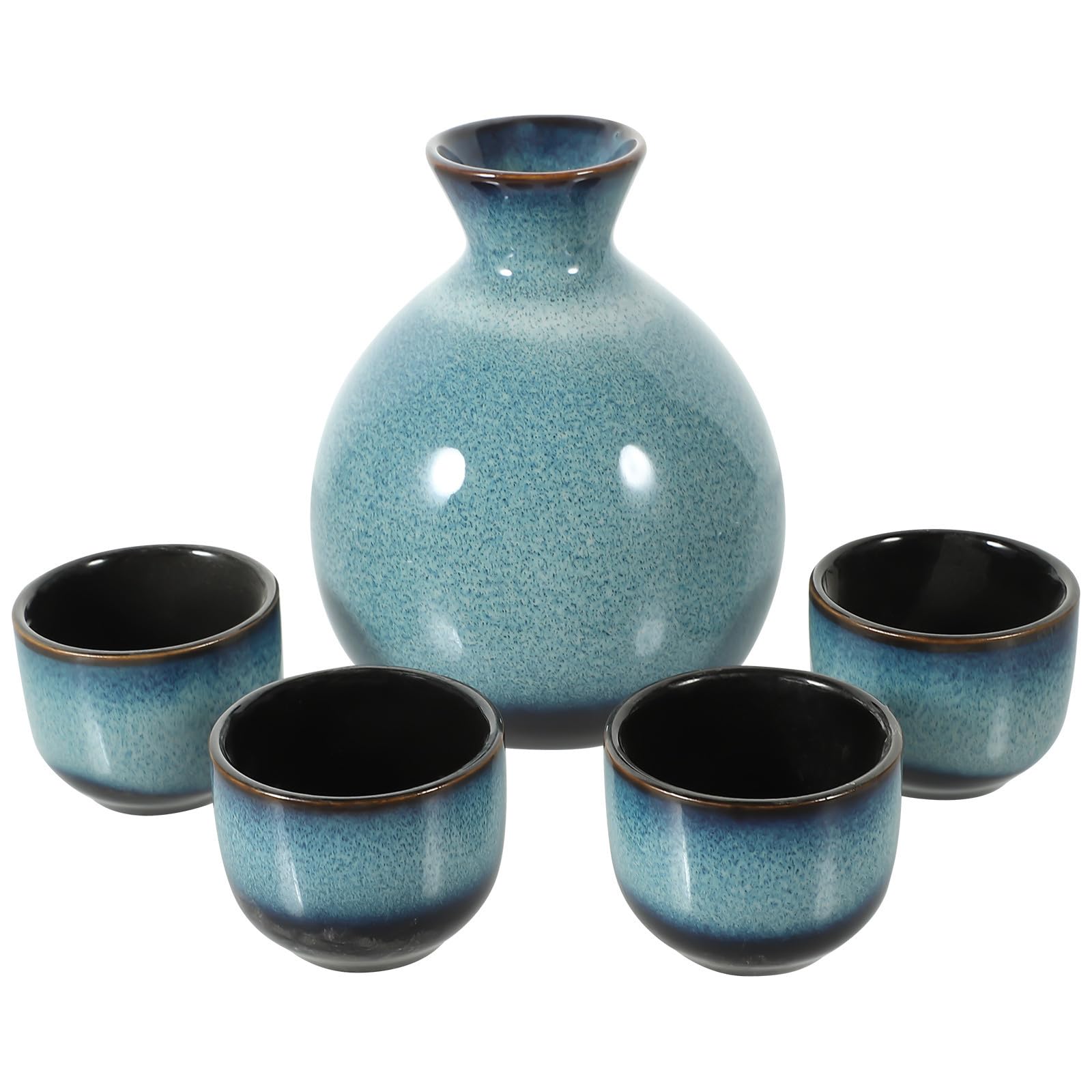 Service à saké japonais en céramique vintage lissée de haute qualité