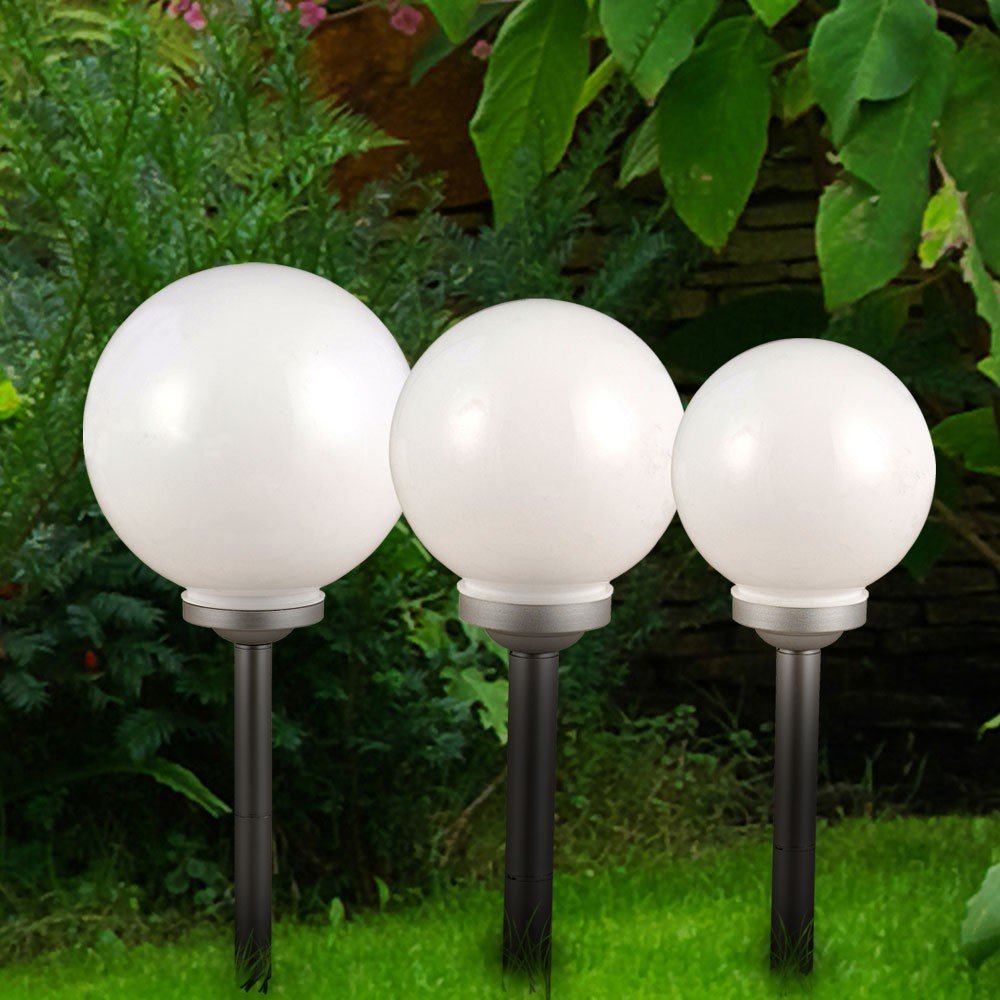 etc-shop 4er Set LED Solarleuchte Gartenleuchte Außenleuchte Kugelform Beleuchtung Lampe