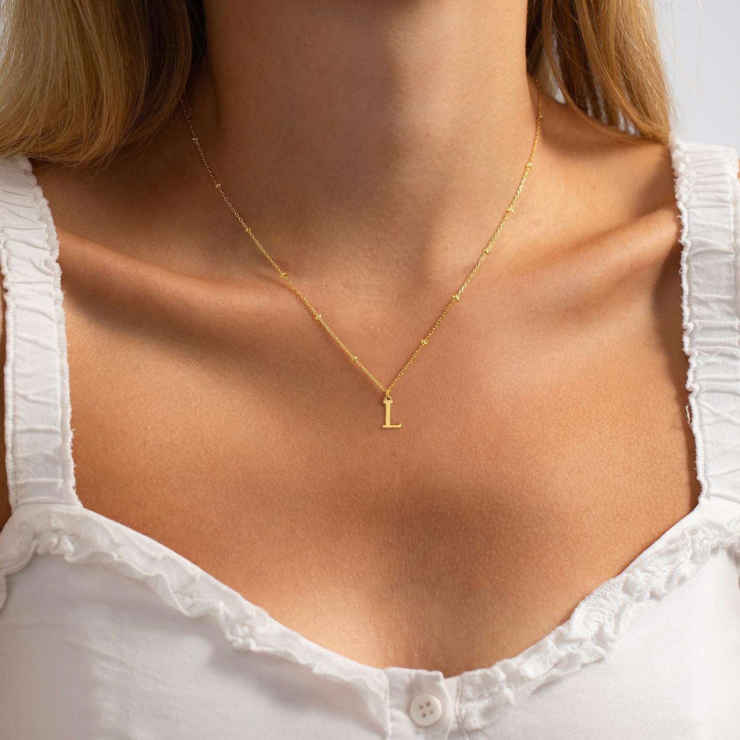 Initial Necklaces for Women - 14K Gold Silver Plated Letter Necklace Name Personalized Dainty Fashion Chain Non Tarnish Single Cute Pendant Necklace Charm Jewelry Gift for Women Her - Image 2