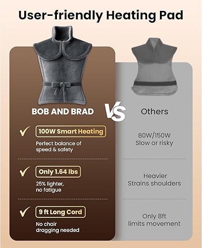 Miniatura 5 de BOB AND BRAD Almohadilla térmica para aliviar el dolor de espalda, almohadilla térmica eléctrica con peso de borde FSA para cuello, elegible para