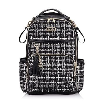 Amazon Com Itzy Ritzy Diaper Bag Backpack The Kelly Large Capacity Boss Plus Backpack Diaper Bag Featuring 19 Pockets Changing Pad Stroller Clips And Comfortable Backpack Straps Black White Tweed Baby