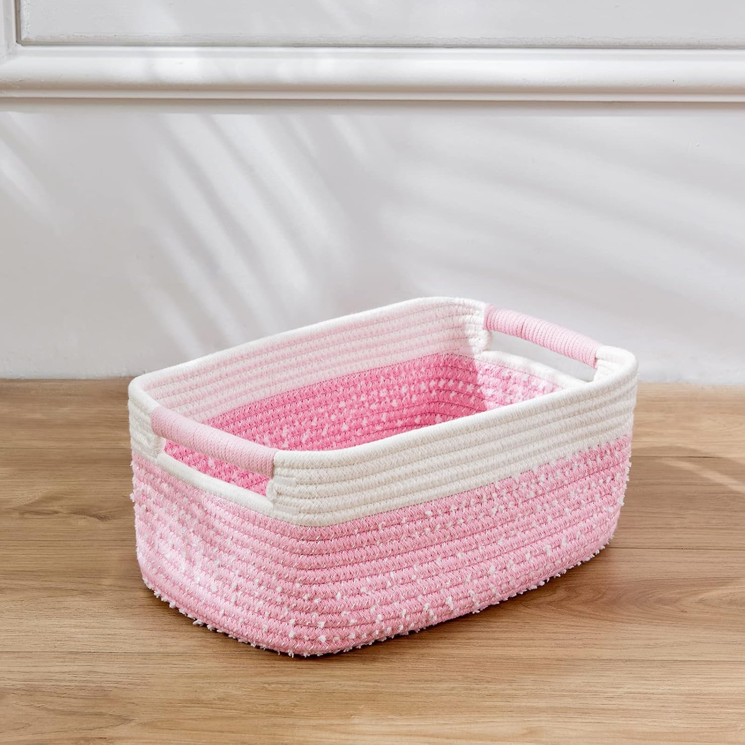 OIAHOMY Woven Baskets for Storage, Storage Baskets for Shelves, Decorative Storage Baskets, Nursery Organization, Rectangle Basket With Handles, Pack of 3