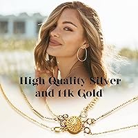Vista 5 de Dailyacc Cierre de collar en capas para mujer, cierre de joyería deslizante de plata y oro de 14 quilates, conectores de pulsera